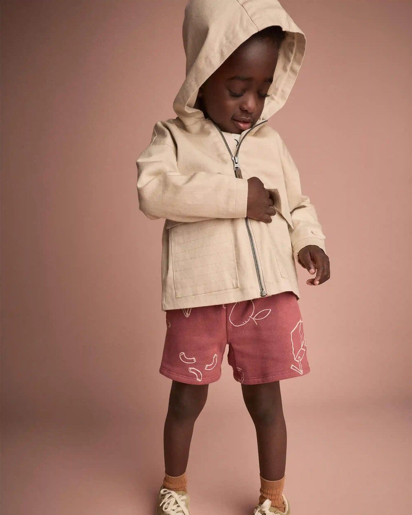 Toddler Boy Zip-Up Hooded Jacket with Pockets - Khaki