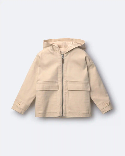 Toddler Boy Zip-Up Hooded Jacket with Pockets - Khaki