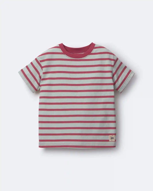 Toddler Boy Relaxed Tee in Stripes - Red/Blue