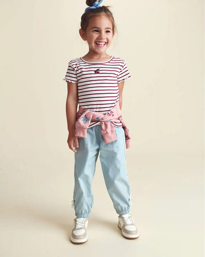 Toddler Girl Cherry Striped Rib Top - Burgundy/Cream