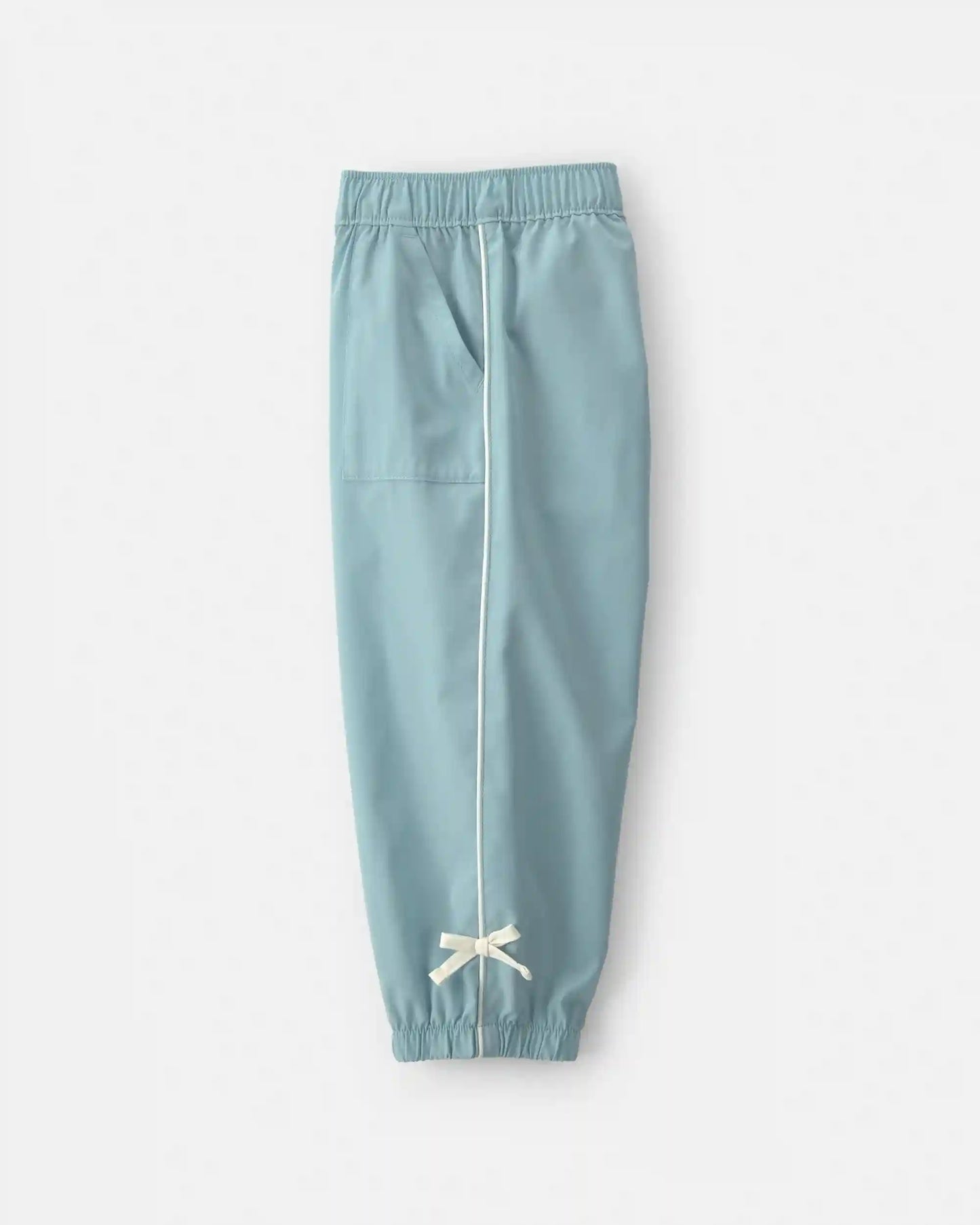 Toddler Girl Bow-Cuff Poplin Joggers - Blue
