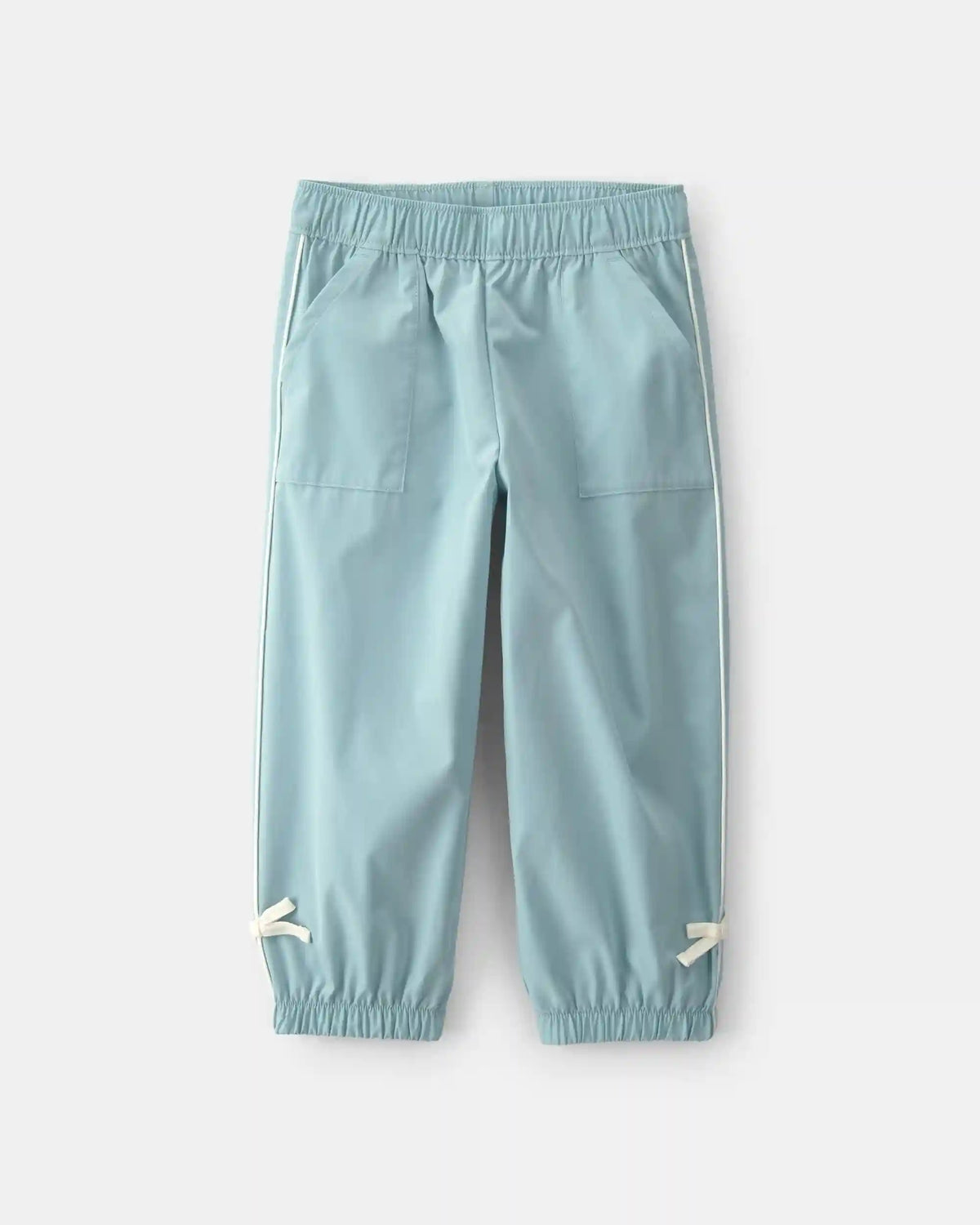 Toddler Girl Bow-Cuff Poplin Joggers - Blue