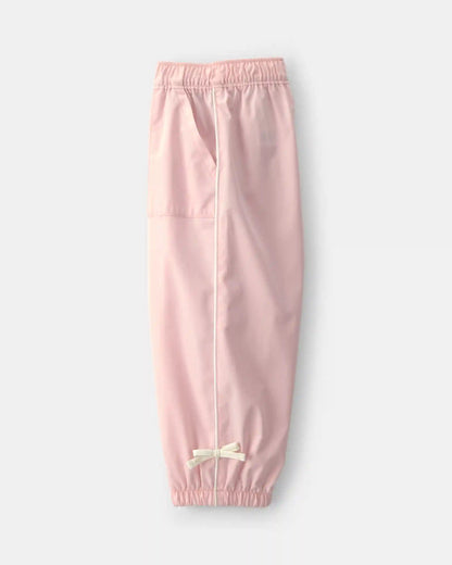 Toddler Girl Bow-Cuff Poplin Joggers - Pink