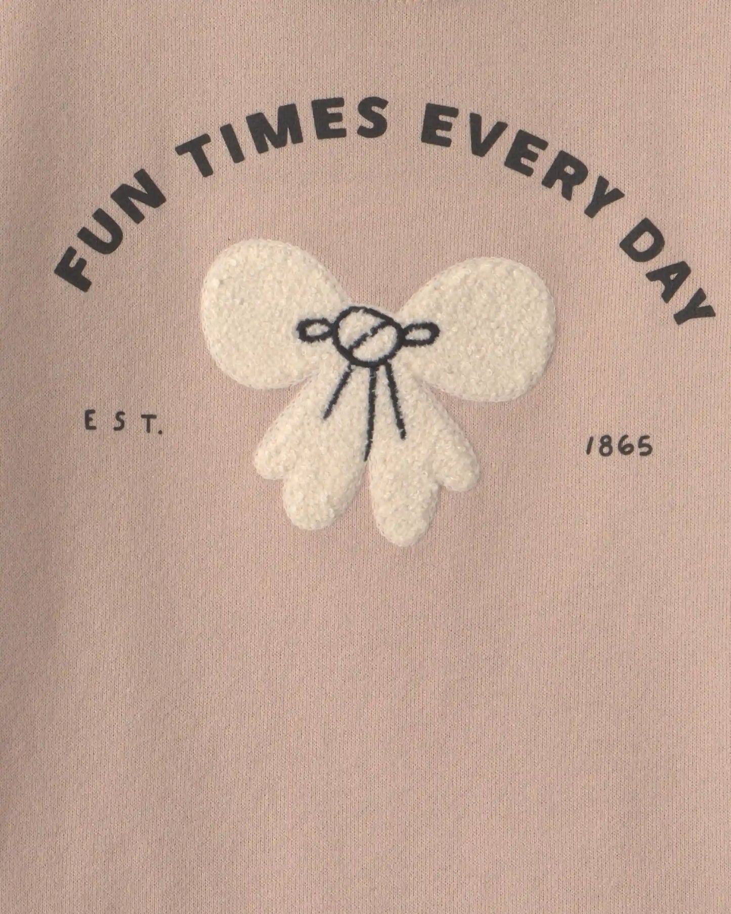 Toddler Girl 'Fun Times Every Day' Bow French Terry Pullover Sweatshirt - Tan