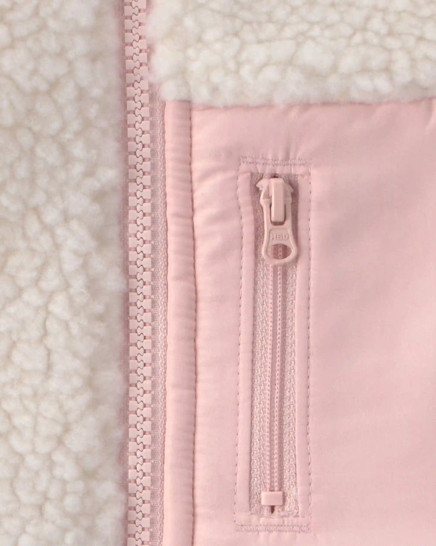 Toddler Girl Teddy Fleece Vest - Cream/Pink