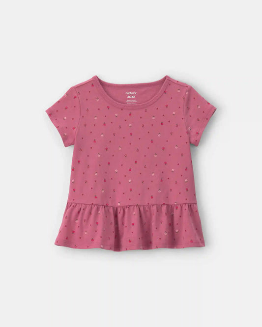 Toddler Girl Floral Peplum Top - Pink