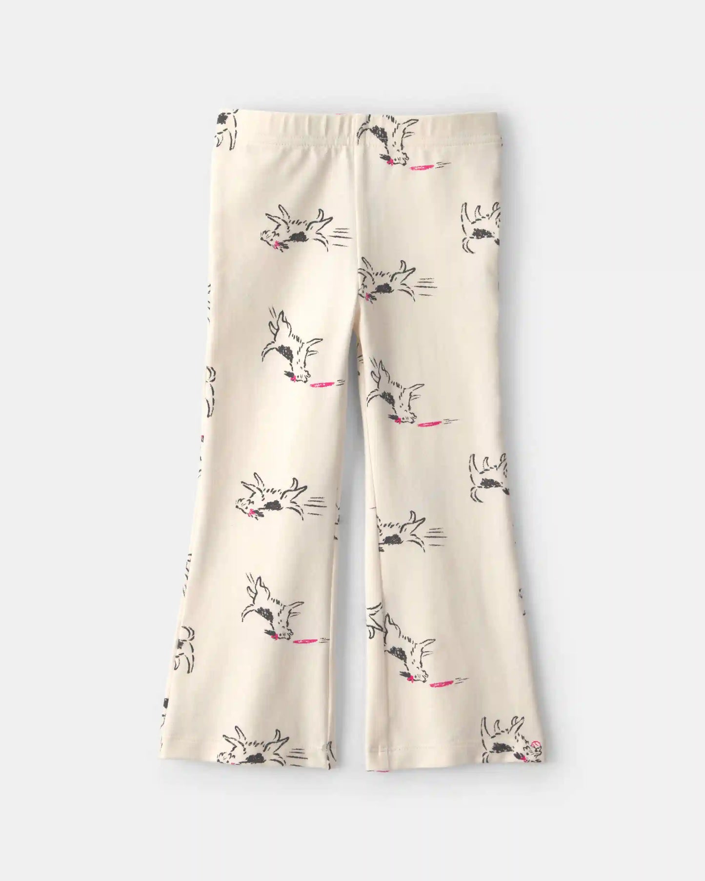 Toddler Girl Dog Cotton Pull-On Stretch Flare Leggings - Cream