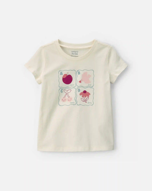 Toddler Girl 'ABC' Graphic Tee - Cream
