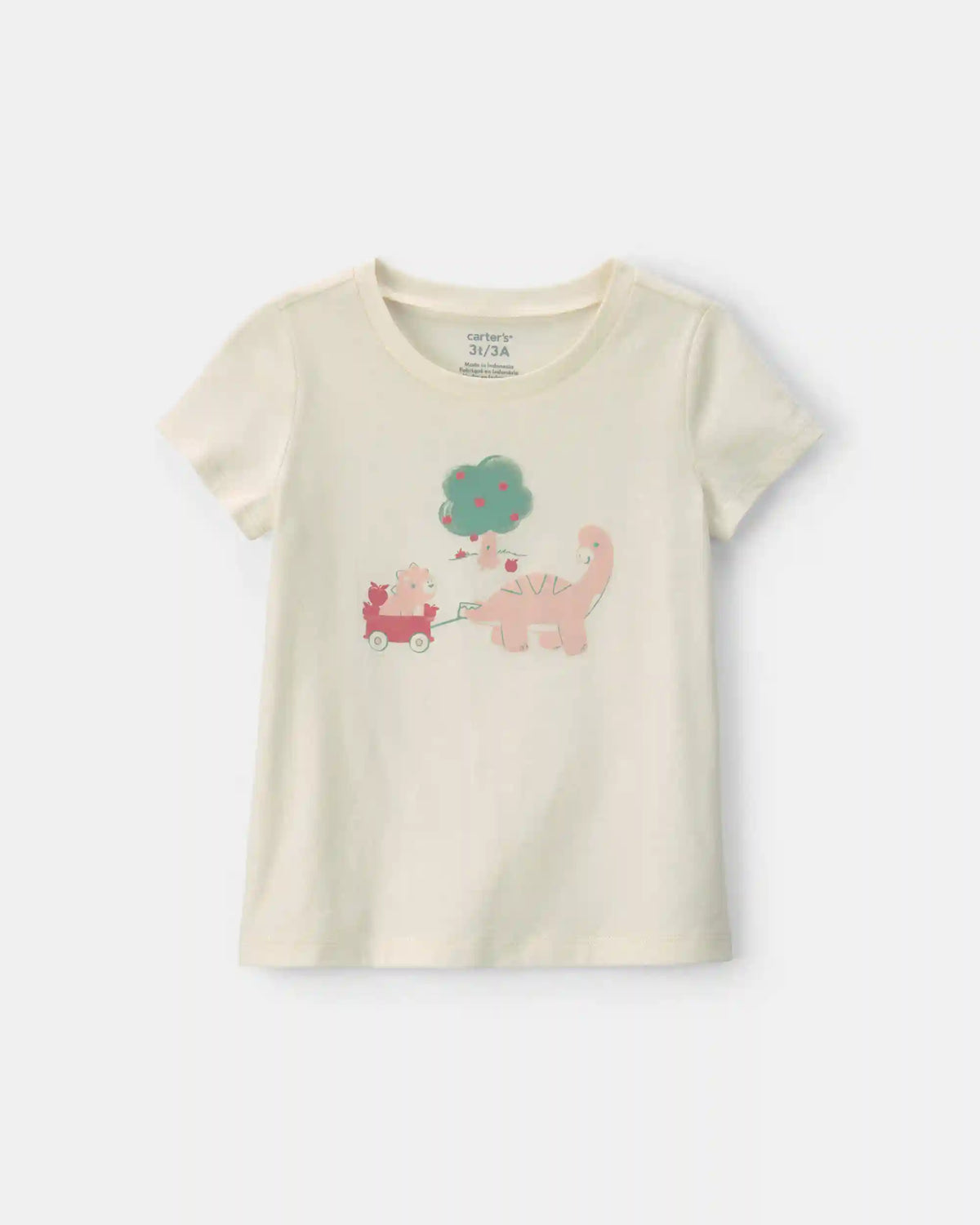 Toddler Girl Dinosaur Graphic Tee - Cream