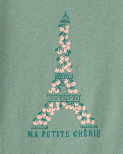 Toddler Girl 'Ma Petite Chérie' Eiffel Tower Long-Sleeve Graphic Tee - Green