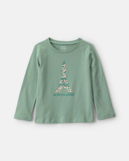 Toddler Girl 'Ma Petite Chérie' Eiffel Tower Long-Sleeve Graphic Tee - Green