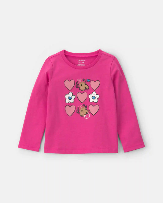 Toddler Girl Heart Long-Sleeve Graphic Tee - Pink