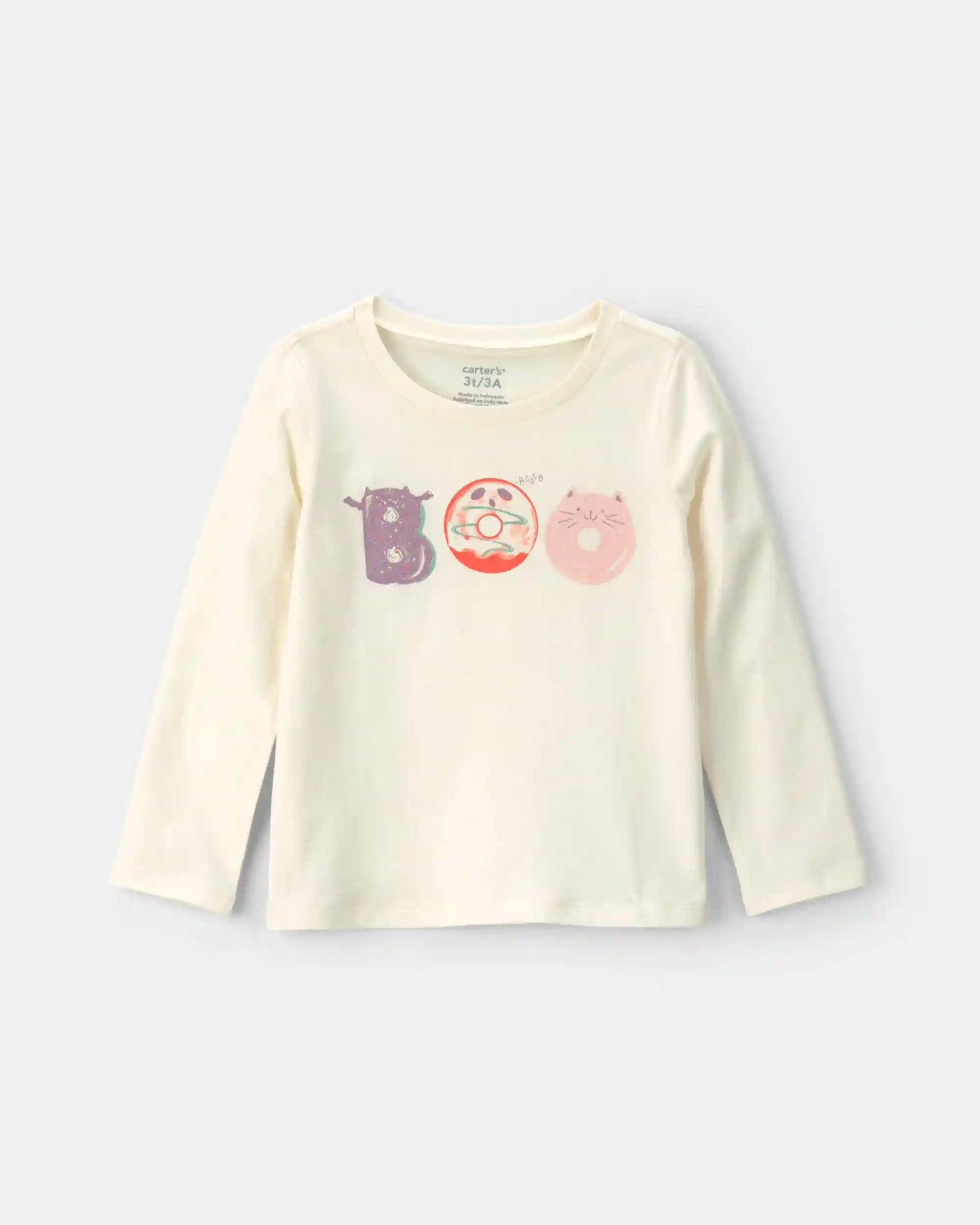 Toddler Girl 'Boo' Halloween Long-Sleeve Graphic Tee - Cream