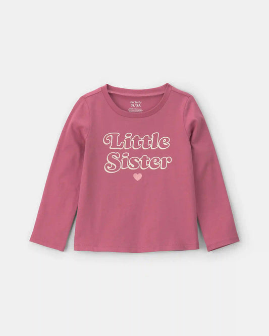 Toddler Girl 'Little Sister' Long-Sleeve Graphic Tee - Pink