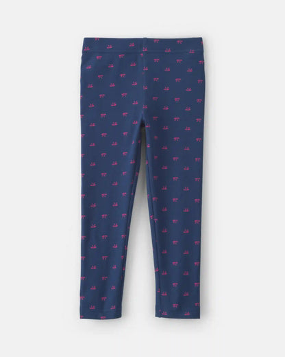 Toddler Girl Bow Cotton Pull-On Stretch Leggings - Navy Blue