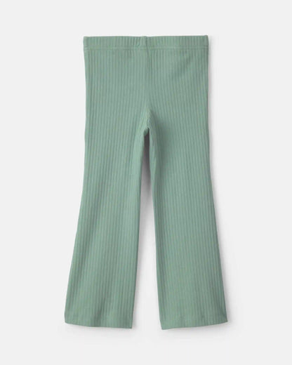 Toddler Girl Cotton Pull-On Stretch Flare Leggings - Green