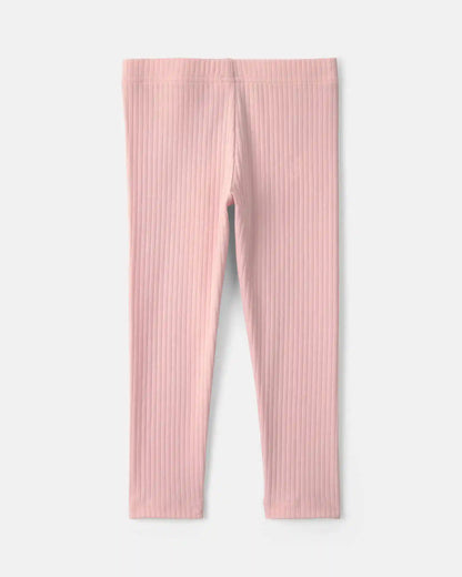 Toddler Girl Cotton Pull-On Stretch Rib Leggings - Pink