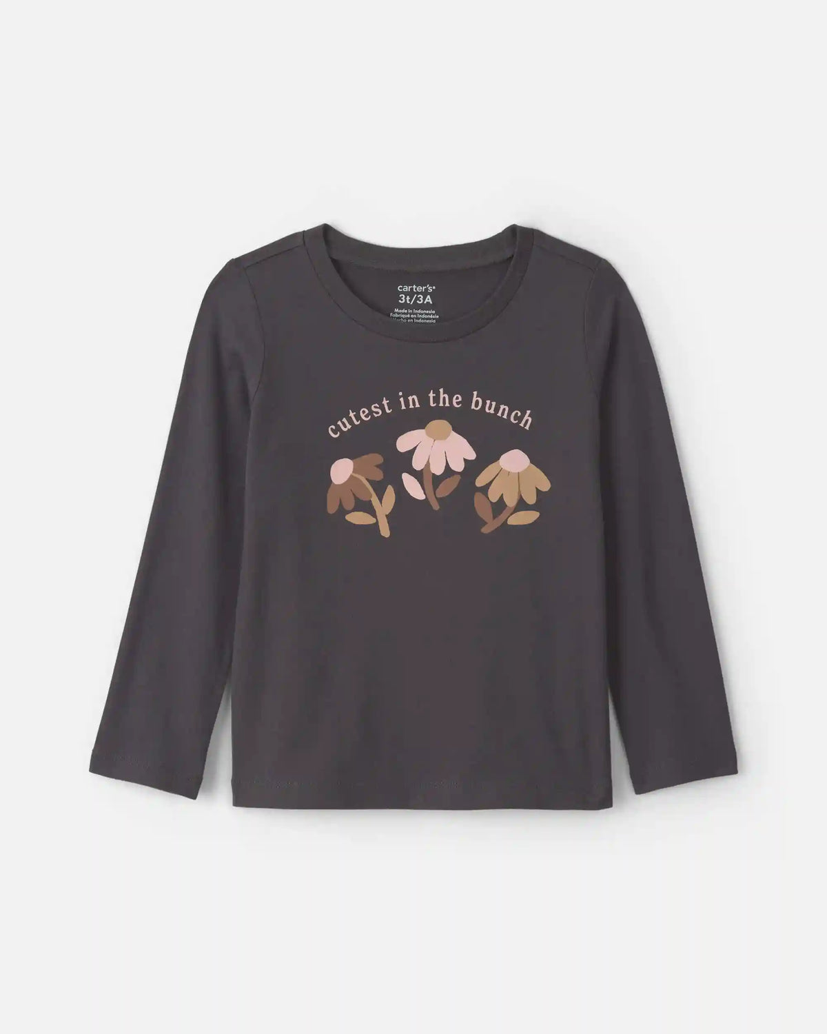 Toddler Girl 'Cutest In The Bunch' Flower Long-Sleeve Graphic Tee - Black