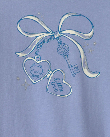 Toddler Girl Bow Long-Sleeve Graphic Tee - Blue