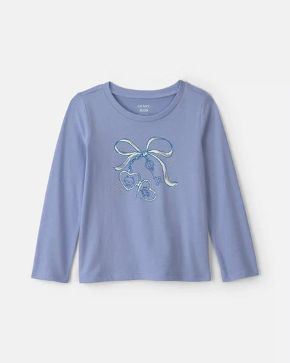 Toddler Girl Bow Long-Sleeve Graphic Tee - Blue