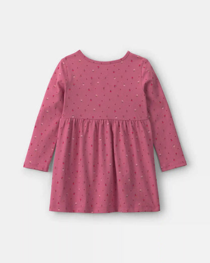 Toddler Girl Polka Dot Long-Sleeve Dress - Pink