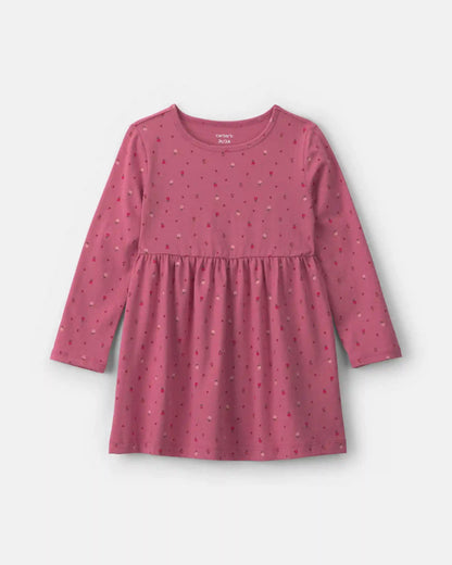 Toddler Girl Polka Dot Long-Sleeve Dress - Pink
