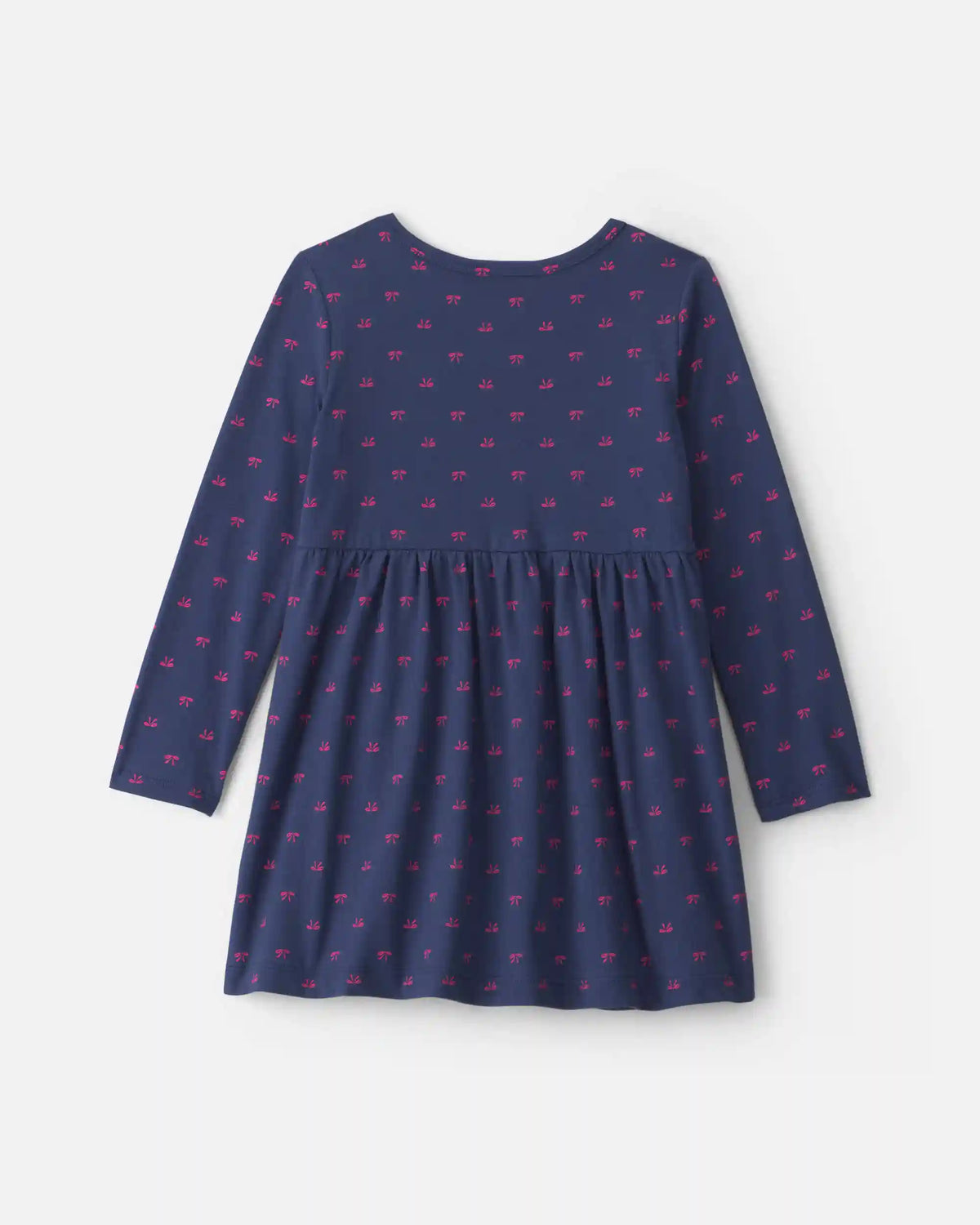 Toddler Girl Bow Long-Sleeve Dress - Navy Blue