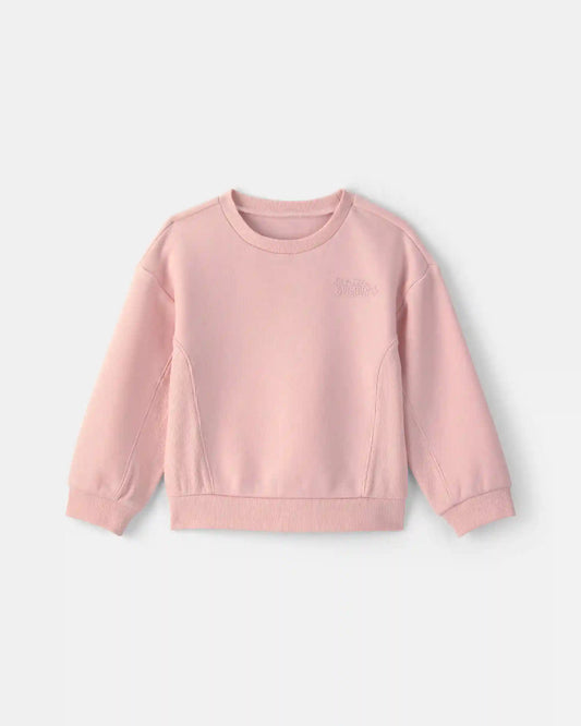 Toddler Girl 'Little Icon' Fleece Pullover Sweatshirt - Pink