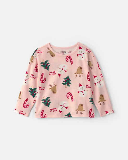 Toddler Girl Christmas Long-Sleeve Top - Pink
