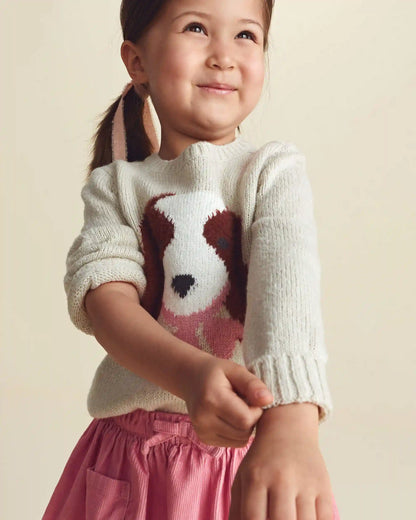 Toddler Girl Dog Sweater - Cream