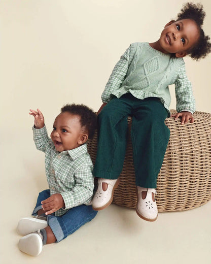 Toddler Girl Plaid Sweater Vest Top - Green