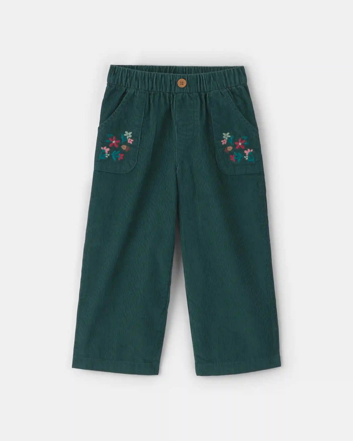 Toddler Girl Floral Corduroy Wide-Leg Pants - Green