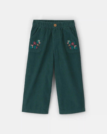 Toddler Girl Floral Corduroy Wide-Leg Pants - Green