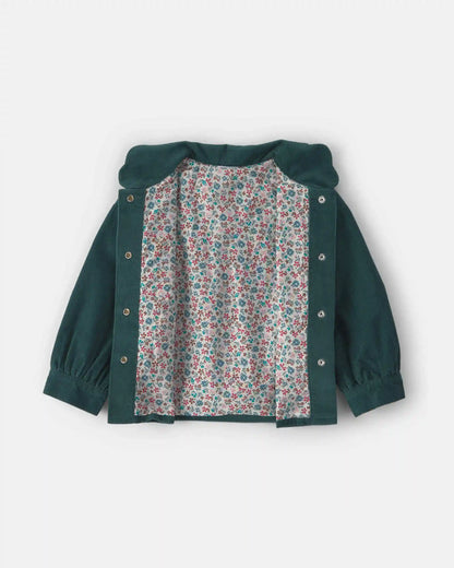Toddler Girl Flower Embroidered Corduroy Jacket - Green