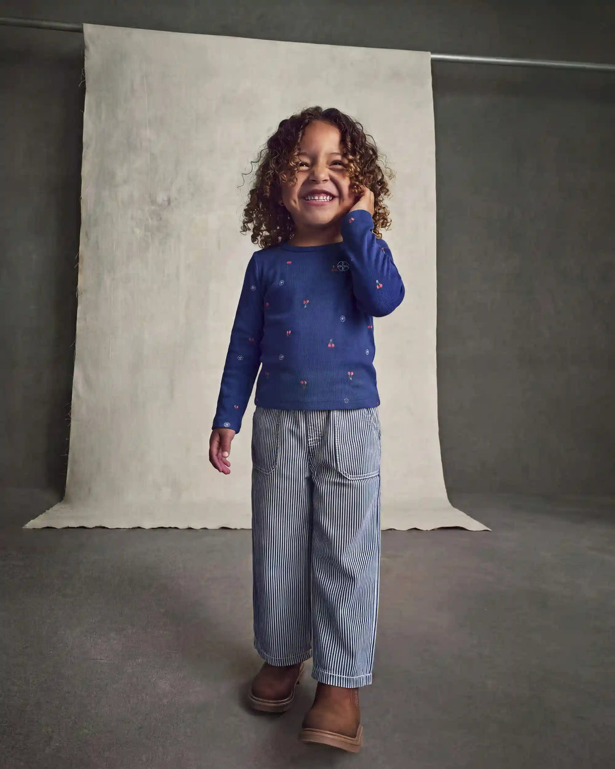 Toddler Girl Hickory Stripe Denim Relaxed Jeans - Light Wash