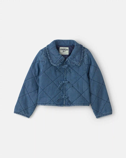 Toddler Girl Quilted Denim Jacket - Medium Wash