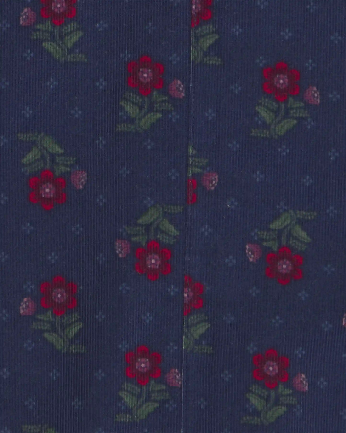 Toddler Girl 2-Piece Floral Corduroy Long-Sleeve Dress Set - Navy Blue/Red