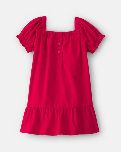 Toddler Girl Corduroy Short-Sleeve Dress - Red