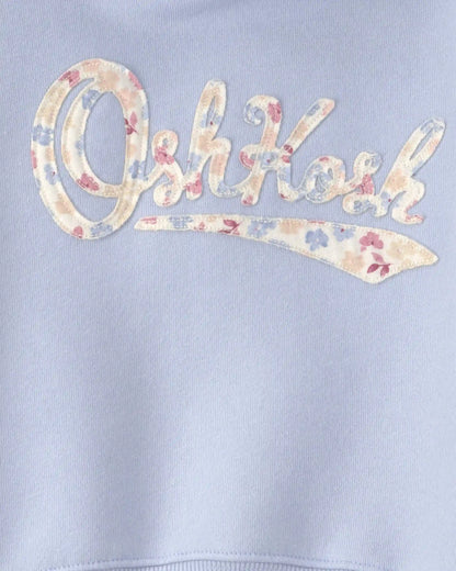 Toddler Girl Floral Fleece Logo Hoodie - Blue