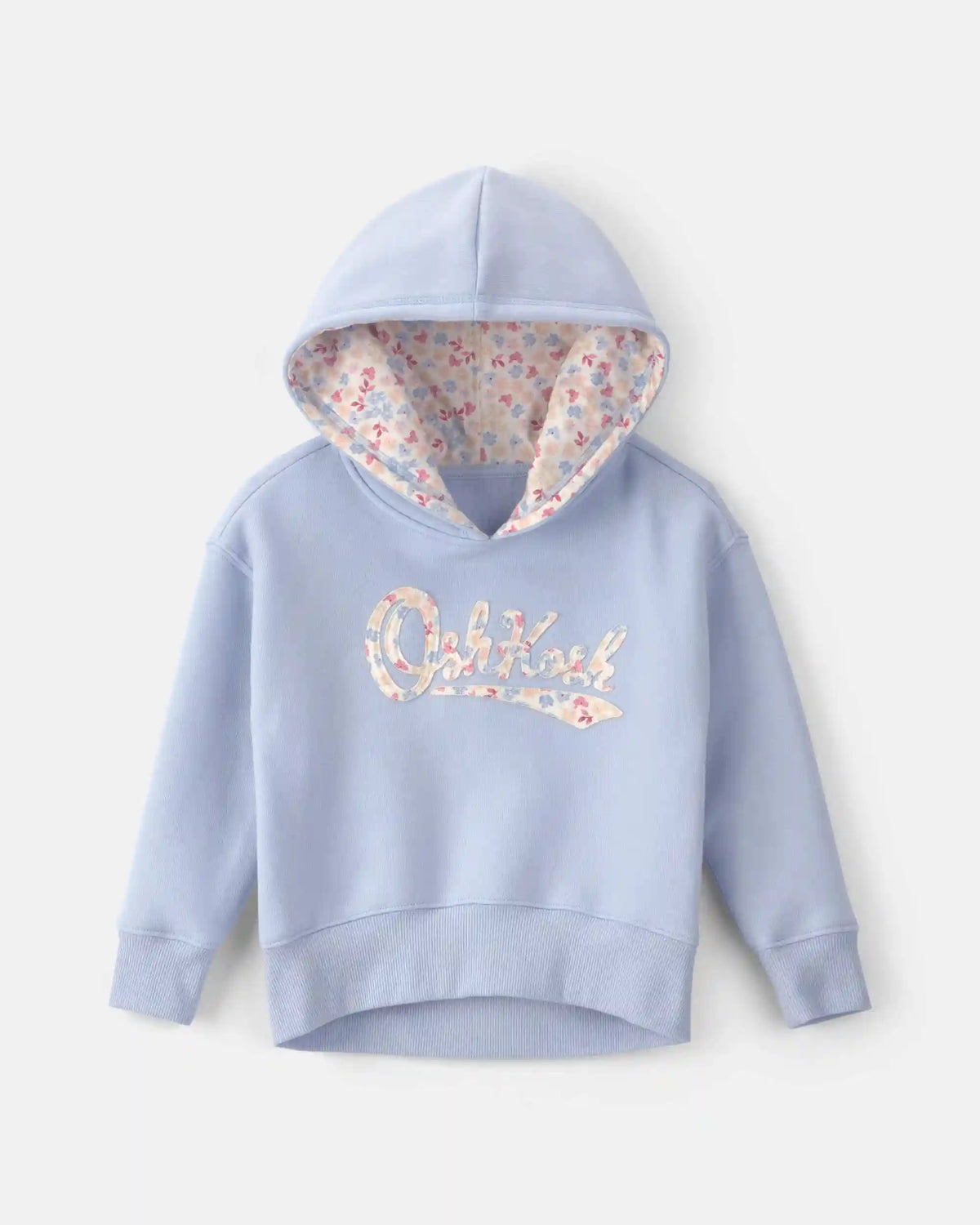 Toddler Girl Floral Fleece Logo Hoodie - Blue