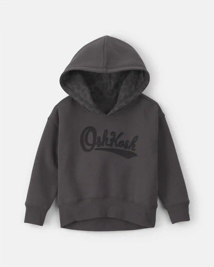 Toddler Girl Cheetah Fleece Logo Hoodie - Black