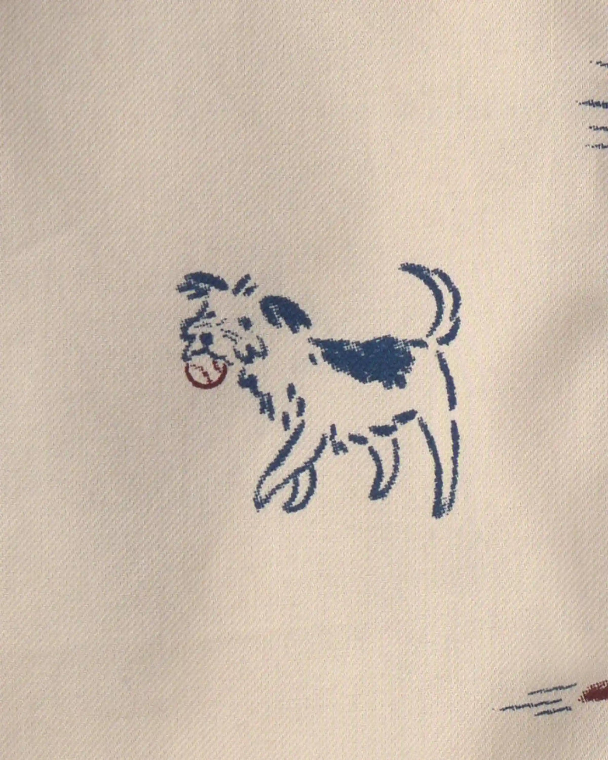 Toddler Boy Dog Long-Sleeve Button-Down Hooded Shirt - Cream/Navy Blue