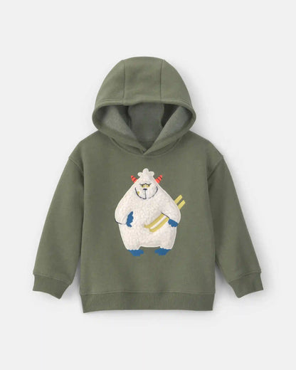 Toddler Boy Yeti Fleece Hoodie - Olive Green
