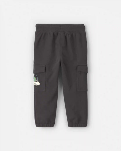 Toddler Boy Glow-in-the-dark French Terry Cargo Joggers - Black