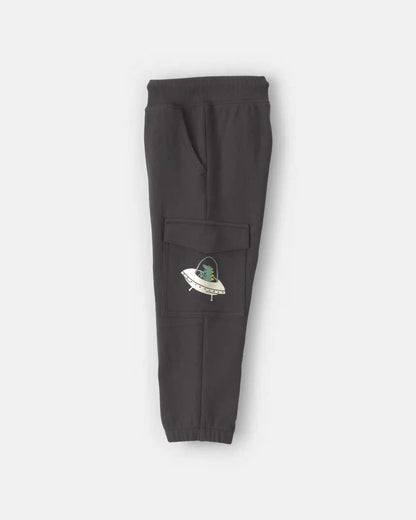 Toddler Boy Glow-in-the-dark French Terry Cargo Joggers - Black