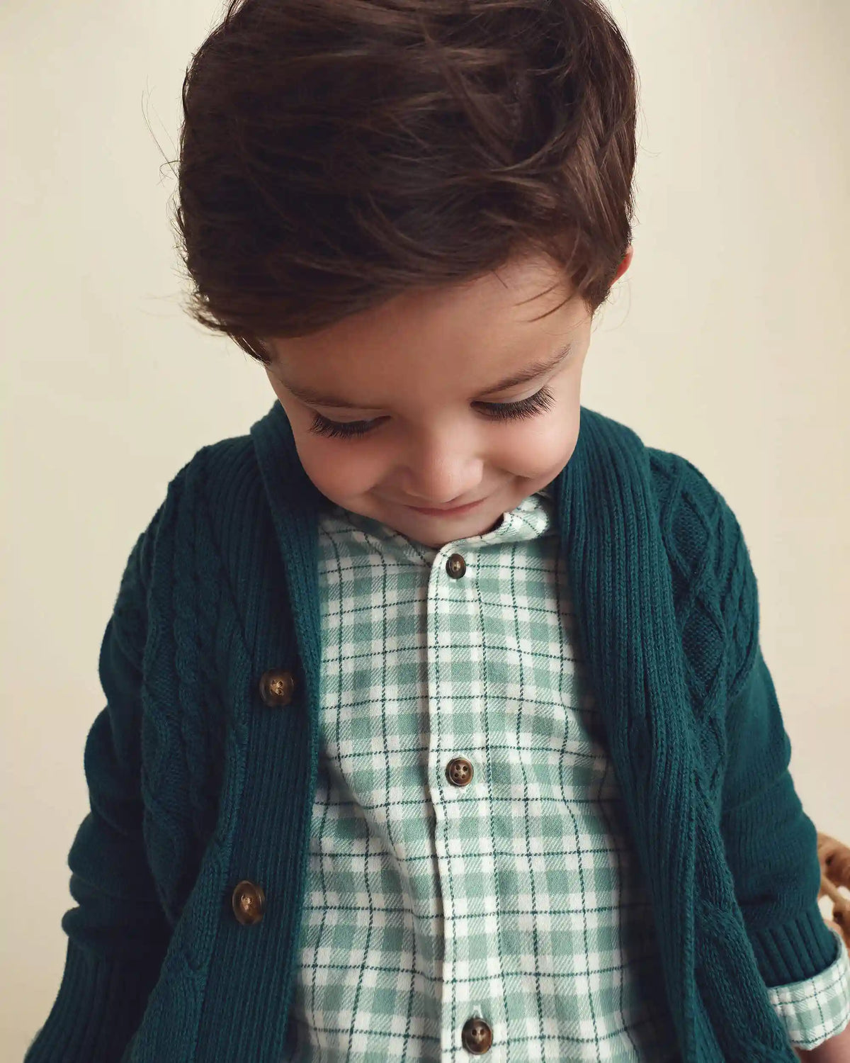 Toddler Boy Plaid Flannel Button-Down Shirt - Green/White