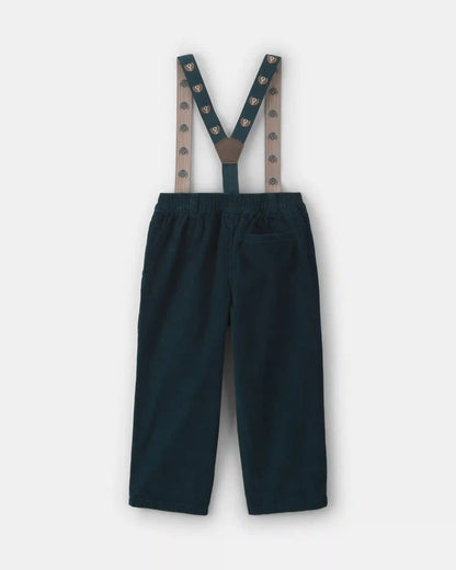 Toddler Boy Corduroy Suspender Pants - Navy Blue
