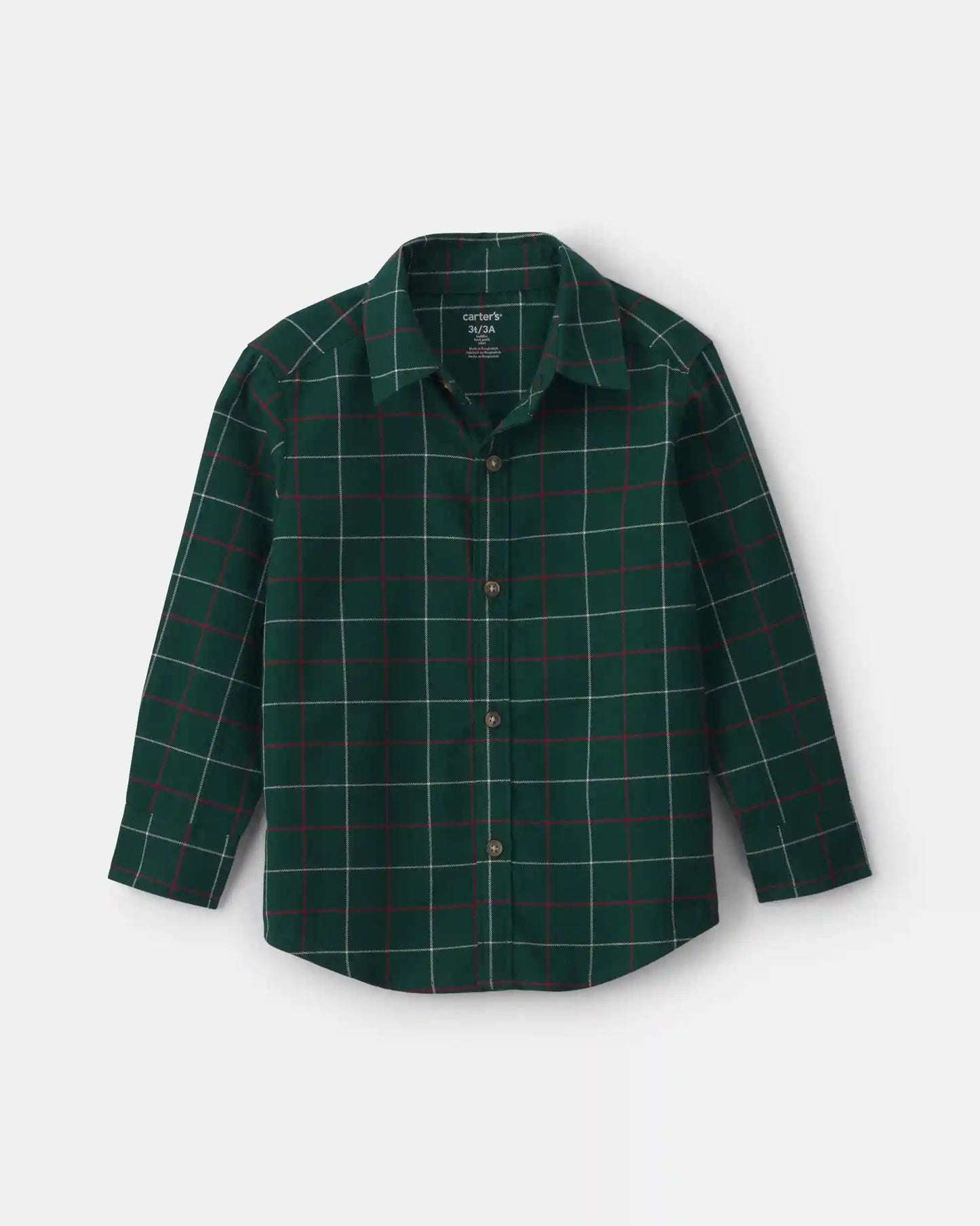 Toddler Boy Plaid Long-Sleeve Button-Down Shirt - Green