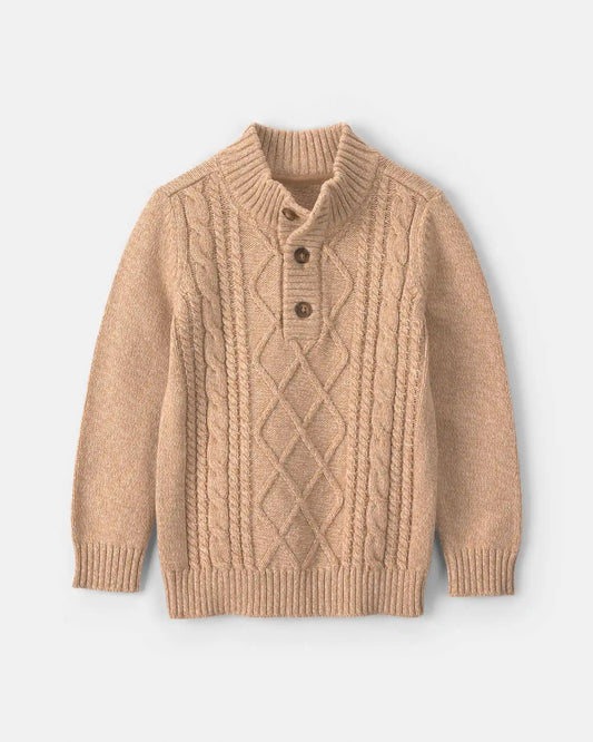 Toddler Boy Cable Knit Sweater - Tan