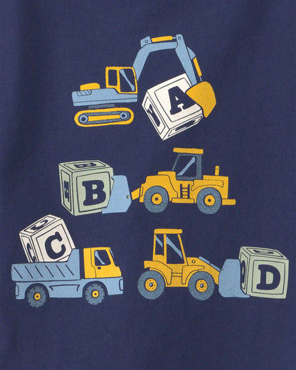 Toddler Construction Long-Sleeve Graphic Tee - Navy Blue
